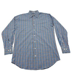 Peter Millar Mens Medium Gingham Check Long Sleeve Button Down Shirt Cotton